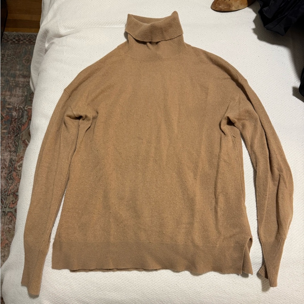 Halogen Women’s Camel Turtleneck Cashmere Sweater